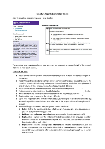 AQA Literature Paper 1 - how to approach the exam