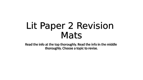 AQA Literature Paper 2 revision mats