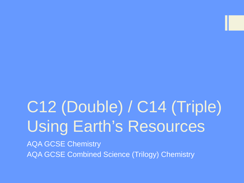 new specification C14 Earth's resources finite and infinite