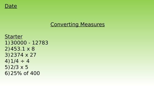 Converting cm and m lesson