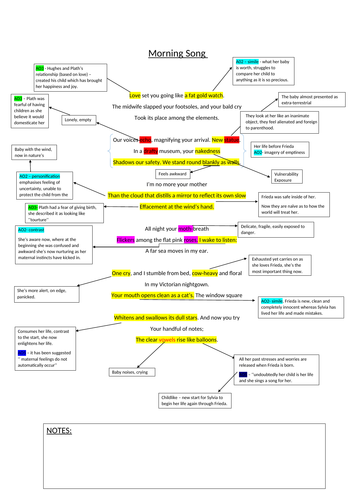 Full analysis of Morning Song Sylvia Plath