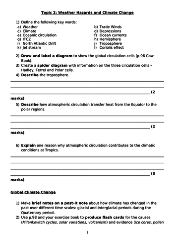 Weather Hazards and Climate Change Revision Workbook