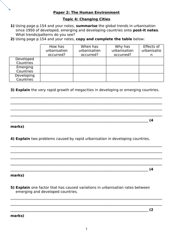 Changing Cities Revision Workbook