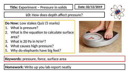 Physics - Practical - Pressure in solids
