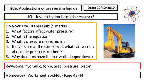 Physics - Applications of pressure in liquids