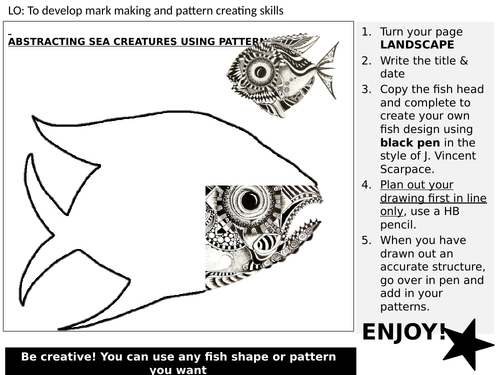 Cover lesson task - Pattern fish drawing