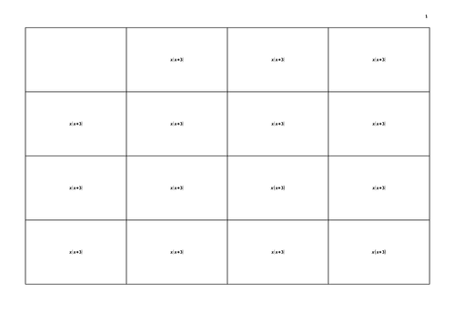 Expanding and Factorising Single Brackets Game