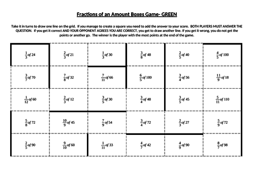 Fractions of an Amount Box Game
