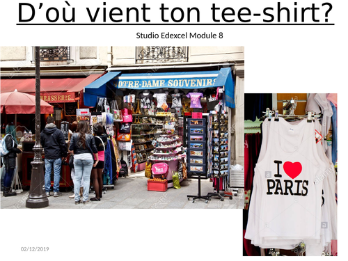 D'ou vient ton tee-shirt? Studio French Edexcel Module 8