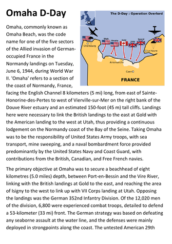 Omaha Beach D Day Handout