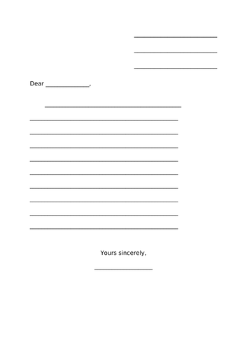 KS1 Letter Template Lined Teaching Resources