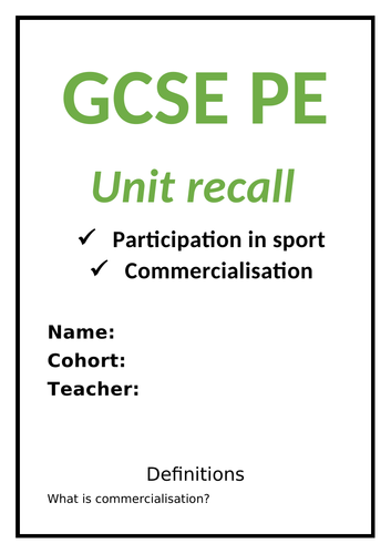 GCSE PE OCR Revision/homework booklet