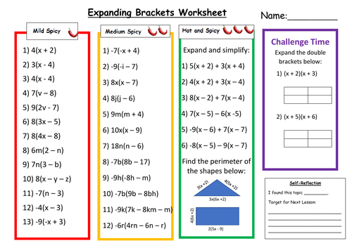 Expanding Brackets Differentiated Worksheet With Answers Teaching Resources