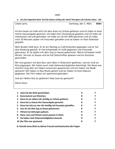 Perfect tense reading comprehension