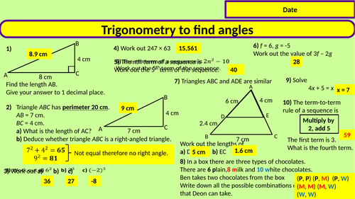 Trigonometry (SOHCAHTOA) to solve for angles