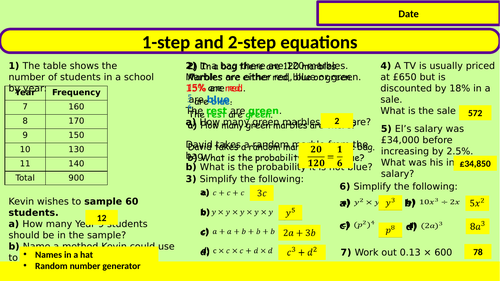 2-step equations including constructing equations