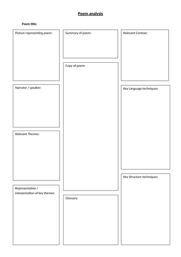 Blank Poem analysis sheet