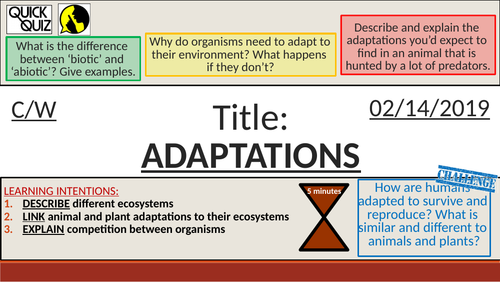 KS4 New GCSE (9-1) - Adaptations (AQA B16.6, B16.7, B16.8 Ecology)