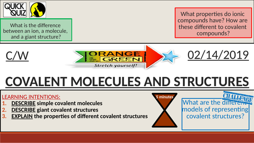 KS4 New GCSE (9-1) - Covalent Bonding + Giant Covalent Structures + Fullerenes (AQA C3.6-C3.8)