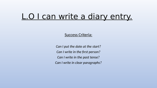 Diary Entry: Year 2 / Year 3: A day at the seaside.