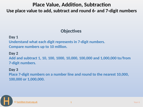 Add, subtract & round 6-/7-digit numbers - Teaching Presentation - Year 6