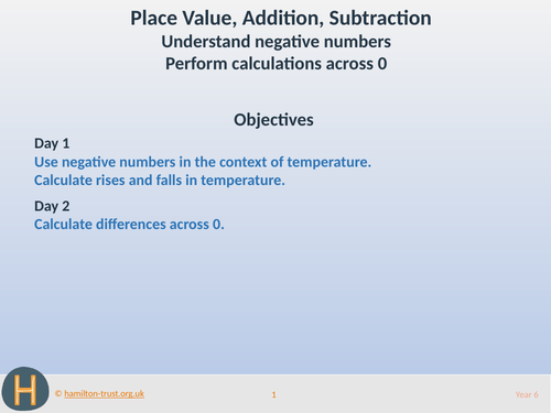 Understand/calculate negative numbers - Teaching Presentation - Year 6
