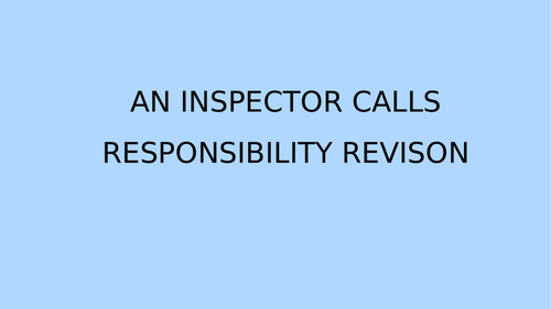 An Inspector Calls - Responsibility