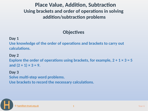 Use brackets and order of operations - Teaching Presentation - Year 6