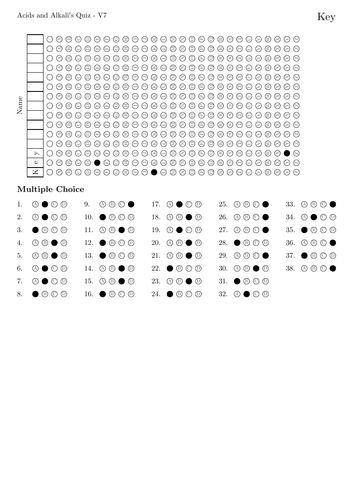 Acids and Alkalis Test - MC KS3 Year 7 - Assessment with MS