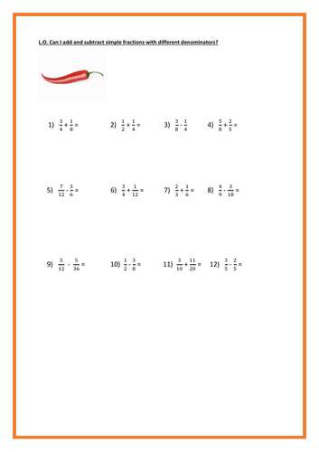 year 56 adding and subtracting fractions and mixed fractions with