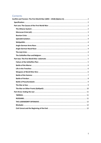 AQA GCSE History WW1 Revision Guide