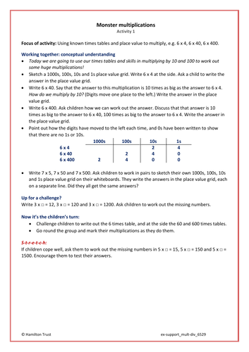 Use short/long multiplication in problems - Extra Support Activity ...