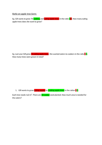 GCSE ratio on apple tree farm