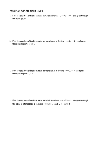 Equations of Straight Lines
