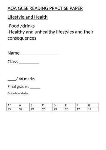 GCSE French Reading Practice Papers- Topics