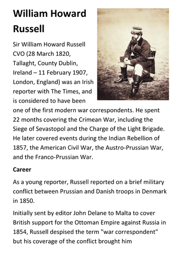 William Howard Russell Handout