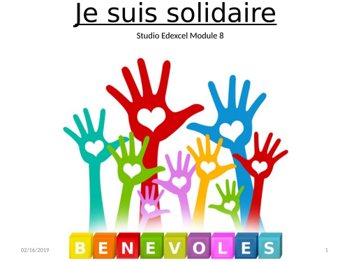 GCSE French Studio Module 8 Je suis solidaire | Teaching Resources