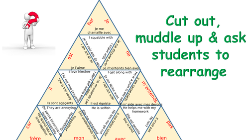 A tarsia puzzle on the topic of relationship/mon caractere  studio 2 module 3