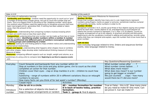 Number a Week Planning - Number 8