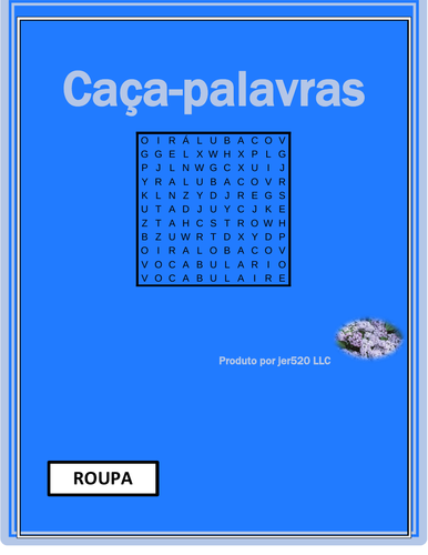 Roupa (Clothing in Portuguese) Wordsearch