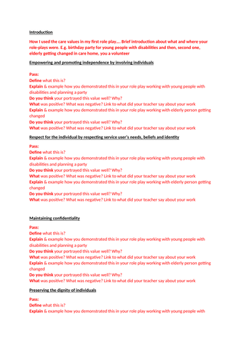 component 2 health and social care services and values coursework