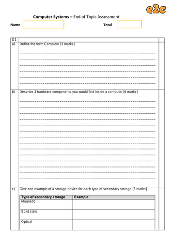 Computer Systems Assessment: GCSE Computer Science OCR