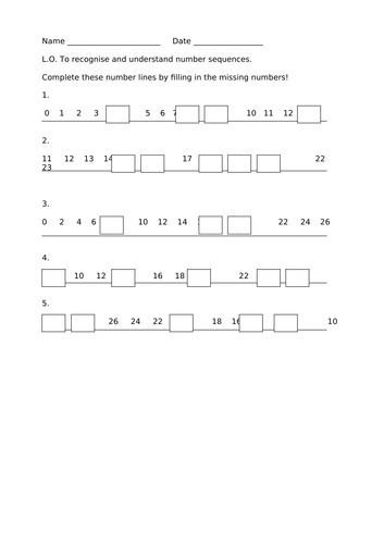 number sequences for ks1