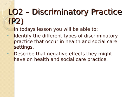 Unit 2 - Equality, diversity and rights -2010 specfication - LO2