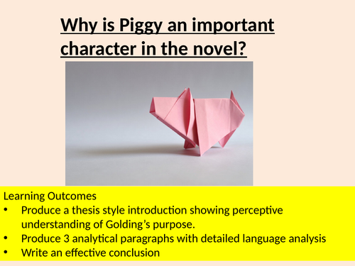 Why is Piggy an important character in Lord of the Flies
