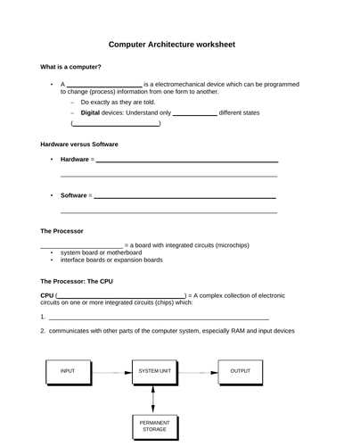 Computer Architecture Worksheet