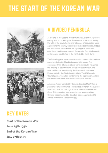 Super Simple Start of the Korean War Fact File