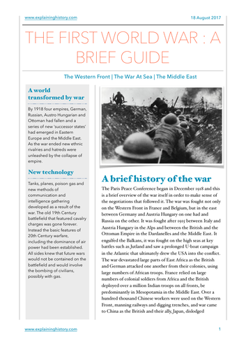 The First World War: A Brief Guide
