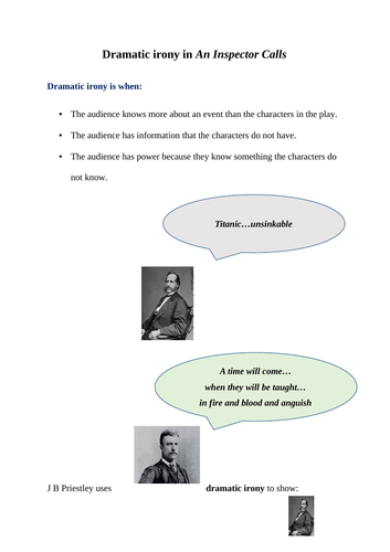 Dramatic irony An Inspector Calls for students working towards Level 4