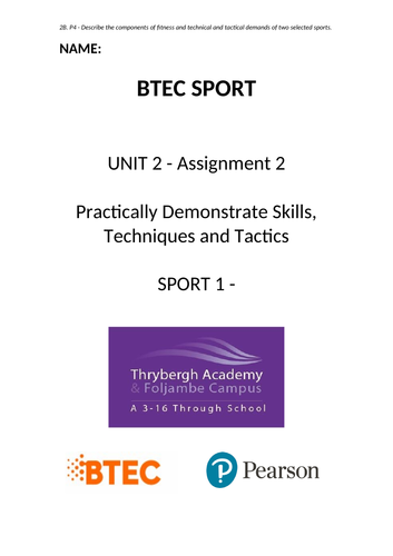 BTEC SPORT UNIT 2 Assignment 2 Template (Practical Sport)